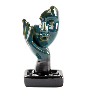 Ceramic Face <b>Backflow</b> <b>Incense</b> Burner Deep Blue Thoughtful Design Home Decoration Religious Use Aromatherapy Diffuser - Product Image 5