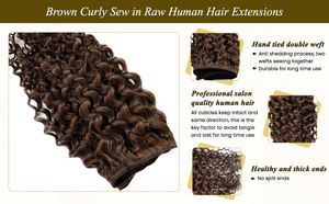 Extensions capillaires invisibles bouclées, trame simple, cheveux humains vierges Remy russes, nouées à la main, cuticules intactes, 14''-26'', luxe - Product Image 6