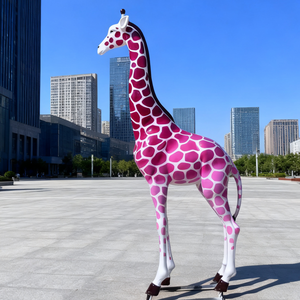 Đầy màu sắc nghệ thuật con hươu cao cổ bức tượng nhựa handmade điêu khắc cuộc sống Kích thước trong nhà ngoài trời sử dụng tùy chỉnh sơn Vườn cỏ nghệ thuật trang trí nội thất - Product Image 1