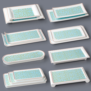 Xiangyuan Meimei <b>melamine</b> tableware <b>plates</b>, rectangular commercial hot pot restaurant serving <b>plates</b>, imitation porcelain - Product Image 1