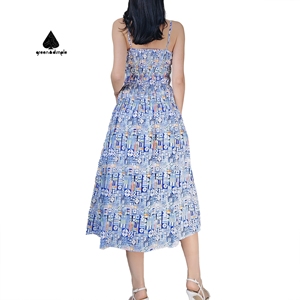 Custom <strong>Dress</strong> Manufacturer <strong>Peasant</strong> Emerald Sage Green Summer Gypsy <strong>Dresses</strong> Elegant Hand Smocked Floral Beach Maxi <strong>Dress</strong> - Product Image 3
