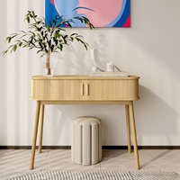 Direct usine : Commode en bois pour chambre à coucher, bureau en rotin pour salon avec 2 tiroirs et table d'angle