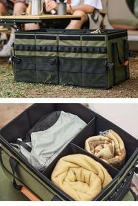 Camping Collapsible <b>Multi</b> <b>Compartment</b> SUV Trunk Organizer Waterproof Portable Car Storage <b>Bag</b> - Product Image 4