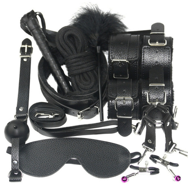10 Pcs Bondage Restraints Kits SM Restraints Sex Toys Fetish Bed Restraints Set for Beginners SM Adult Games Cuffs Gag Blindfold