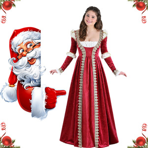 XL Retro Lace Trim Court Vestido largo Vestido Nuevo Halloween Red Queen and King Costume Christmas Echo Character Design - Product Image 2