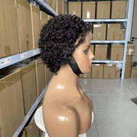 Perruque courte Pixie 13x4 avec dentelle HD transparente 12A, vente en gros, perruque 100% cheveux humains brésiliens, adaptée aux femmes noires