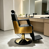 Fauteuil de Barbier Hydraulique Inclinable Luxe Or et Noir, Design Mid-Century, Rotation à 360 Degrés, pour Salon et Extérieur (Vente en Gros)