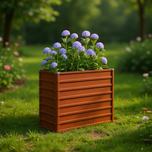 Bac à fleurs surélevé en acier Corten 39,4 x 15,7 x 30,3 pouces, finition rouille, jardinières d'extérieur - Product Image 2