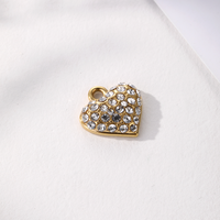 Pendentif en or jaune 18 carats en acier inoxydable résistant à l'eau avec diamant, breloque disque cœur en diamant magnifique