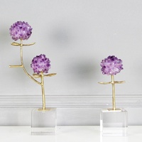 Nordique Design moderne lumière luxe laiton branche ornement naturel améthyste fleur salon Table basse entrée métal plante
