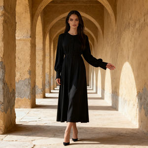 Vestido Abaya Modesto de Poliéster Liso de Alta Calidad para Mujeres Musulmanas, Uso Diario Informal, de Proveedor Chino - Product Image 2