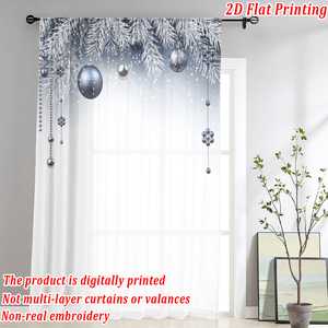 COSENNATUR Rideau occultant transparent personnalisé pour Noël, 100 % polyester, passe-tringle, impression numérique 2D, moderne, toutes saisons, pour les fêtes - Product Image 1