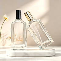 Bouteilles en verre transparentes carrées de 50/100 ml en gros avec pulvérisateur et bouchon pour cosmétiques – Flacons vides