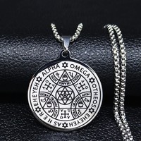 Nouveau collier pendentif amulette en acier inoxydable Tetragrammaton couleur or, talisman triangle alpha