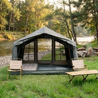 Tente gonflable de camping portable de luxe pour la famille, 8.0 Aurora Green Glamping, durable, pliable, pour l'extérieur
