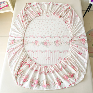 Drap housse personnalisé en gros d'usine 100% coton imprimé couvre-lit simple avec protège-matelas à haute conception de bande élastique - Product Image 2