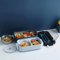 304 acier inoxydable Double couche Bento Box Portable étanche micro-ondes enfants boîte à lunch trois compartiments conteneur de stockage des aliments