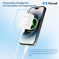 Chargeur rapide Miccell de 22,5 W avec protection intelligente, compatible avec iPhone et téléphones Android.