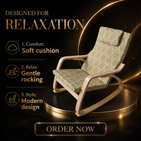 Fauteuil à bascule Poang incurvé, style nordique, simplicité, massage, confortable et abordable, en bois courbé, pour appartement, chambre et salon