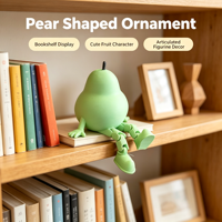 Beweegbare, peer-vormige figuur, 3D-geprint, gearticuleerd fruitfiguur, decoratie voor bureau, tafel of thuis, cadeau