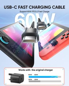 Pour Nintend <span class=keywords><strong>Switch</strong></span> 2 câble de <span class=keywords><strong>chargeur</strong></span> USB 1M 2M 3M remplacement 60W cordon USB type-c pour NS <span class=keywords><strong>Switch</strong></span> 2/adaptateur officiel/Console de commutation - Product Image 5