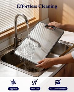 Planche à découper en titane pur, écologique, antibactérienne, double face, résistante aux rayures, avec poignée - Product Image 3