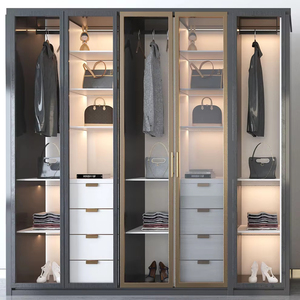 Moderner Kleiderschrank mit Flachen Türen, LED-Beleuchtung und Schubladen – Schlafzimmermöbel aus Holz zur Aufbewahrung von Kleidung - Product Image 3