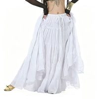 Jupe de danse tribale rouge 720'C de 16 mètres de long, en lin, grande jupe évasée pour la danse du ventre, robe d'Halloween en mousseline à volants, jupe longue maxi pour femme