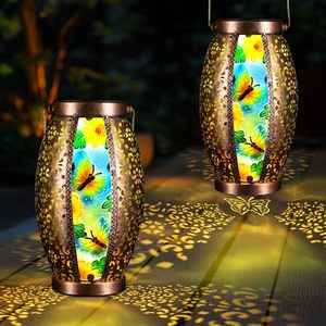 Lampada <span class=keywords><strong>Solare</strong></span> LED da Esterno Design a Farfalla 2 Pezzi 7x15.3 Pollici in Ferro con Telecomando Dimmerabile Impermeabile <span class=keywords><strong>Lampadario</strong></span> Cavo con Fascio a 360° - Product Image 1