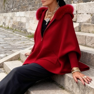 Chaqueta Abrigo con Capucha de Lana para Mujer, Estilo Holgado, con Bolsillos y Cremallera, Cuello de Piel Sintética, Otoño/Invierno, Moda Sehe - Product Image 6