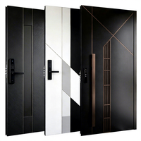 Porte d'entrée extérieure en acier de luxe haut de gamme, porte blindée résidentielle moderne, porte pivotante en bois massif pour maison