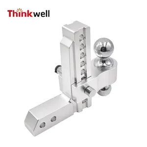 新型トレーラーヒッチ 8インチ シルバーアルミニウム合金 ドロップ調整可能ヒッチ トレーラー牽引用 トレーラーホイール牽引ボールマウント - Product Image 1