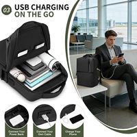 Sac à dos pour ordinateur portable de voyage, fin, résistant à l'eau, 15,6 pouces, avec port de charge USB, pour le travail, les voyages et l'usage quotidien