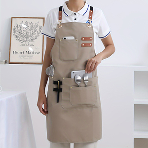Nouveaux tabliers de cuisine imperméables et résistants à l'huile en polyester pour la cuisine, le travail, le jardinage, les restaurants, avec impression de logo <span class=keywords><strong>personnalisé</strong></span> - Product Image 4