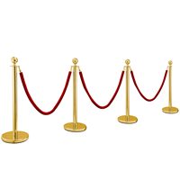 Poteau de barrière en acier inoxydable 201 pour le contrôle des foules avec finition dorée et corde torsadée en velours de couleur personnalisable