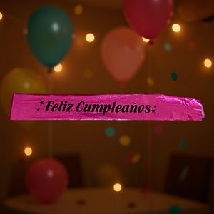 Écharpe de fête d'anniversaire fuchsia avec lettres noires, décoration élégante pour fête, sac de 12 pièces - Product Image 3