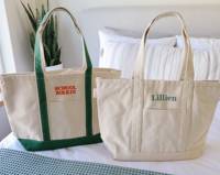 Sac fourre-tout en toile personnalisé avec monogramme brodé, couleur unie - Style preppy bateau et plage, sac de voyage hiver/printemps/été