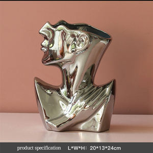 <span class=keywords><strong>Vase</strong></span> à fleurs en céramique argent buste tête Pots <span class=keywords><strong>visage</strong></span> en forme de Statue grecque art fleur support pour cadeaux maison bureau salon décor - Product Image 6