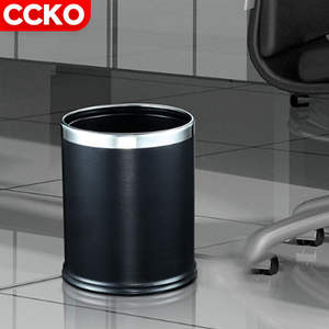 New Black Round Stainless Steel Trash Can Waste Bins Dustbin Garbage Cans Rubbish Kitchen Bin For Public Hotel Restaurant