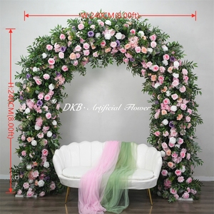 DKB wedding arch backdrop Artificial Silk Rose Heart <b>Flower</b> U-shape Arch Wedding Backdrop Proposal Event Floral Decor - Product Image 2
