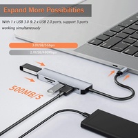 5 en 1 USB-A / USB-C USB 3.0 Type C Adaptateur multiport Hub de station d'accueil avec lecteur de carte SD USB3.0 TF