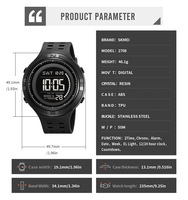 Montre numérique SKMEI 2708 compacte, étanche 50M, rétroéclairage EL, chronographe, alarme, légère, pour enfants et adolescents - Vente en gros