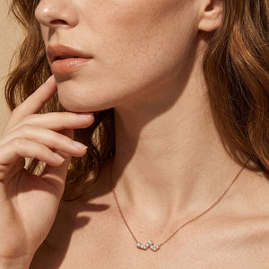 Exclusive Trendy Design Fine Jewelry Two Heart Design 18K Solid Rose Gold Natural Diamond Pendant Necklace For Women Daily Wear - Product Image 6