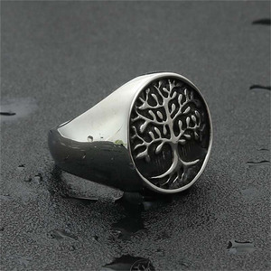 Anillo de árbol de la vida yunique para hombre, acero inoxidable, plata, estilo Punk Retro, regalo de joyería 260131 - Product Image 3
