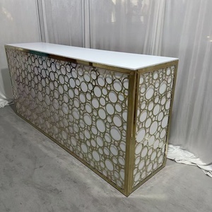 Comptoir <span class=keywords><strong>de</strong></span> bar moderne en métal doré et acier inoxydable Nouveau design Mobilier <span class=keywords><strong>pour</strong></span> événements et mariages <span class=keywords><strong>pour</strong></span> hôtels, restaurants et salles - Product Image 4