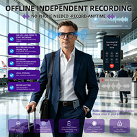Lunettes d'enregistrement intelligentes BT & BLE 5.4 AI, lunettes audio à enregistrement autonome hors ligne, lunettes d'enregistrement à détection vocale IA 15M