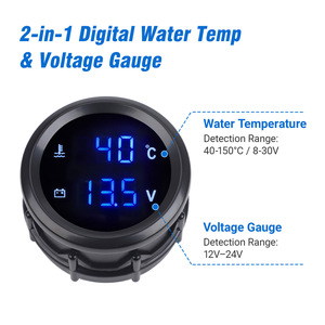 เกจวัดอุณหภูมิน้ำดิจิตอล 52 มม. และโวลต์มิเตอร์ 12V 24V สำหรับใช้ในยานยนต์ - Product Image 4