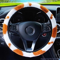 Housse de volant de voiture 38 cm, imprimé léopard, antidérapante, en peluche douce, accessoires intérieurs de voiture, style automobile