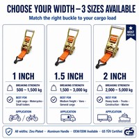 Sangles d'arrimage à cliquet robustes de 50 mm avec doubles crochets en J pour remorques