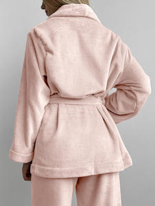 Robe de luxe en coton tricoté personnalisé pour femme Vêtements de nuit en gaze avec ceinture de <span class=keywords><strong>spa</strong></span> Vêtements de détente élégants 2 pièces pour femmes Respirant pour l'été - Product Image 3